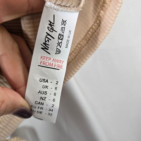 Nasty Gal Collection Stone Tie Side Ring Ribbed Crop Top Size 2 NWT - Picture 5 of 9